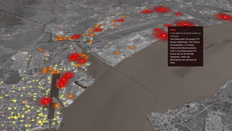 Carte des risques industriels sur le port de Saint-Nazaire. Crédits : Denis Vannier